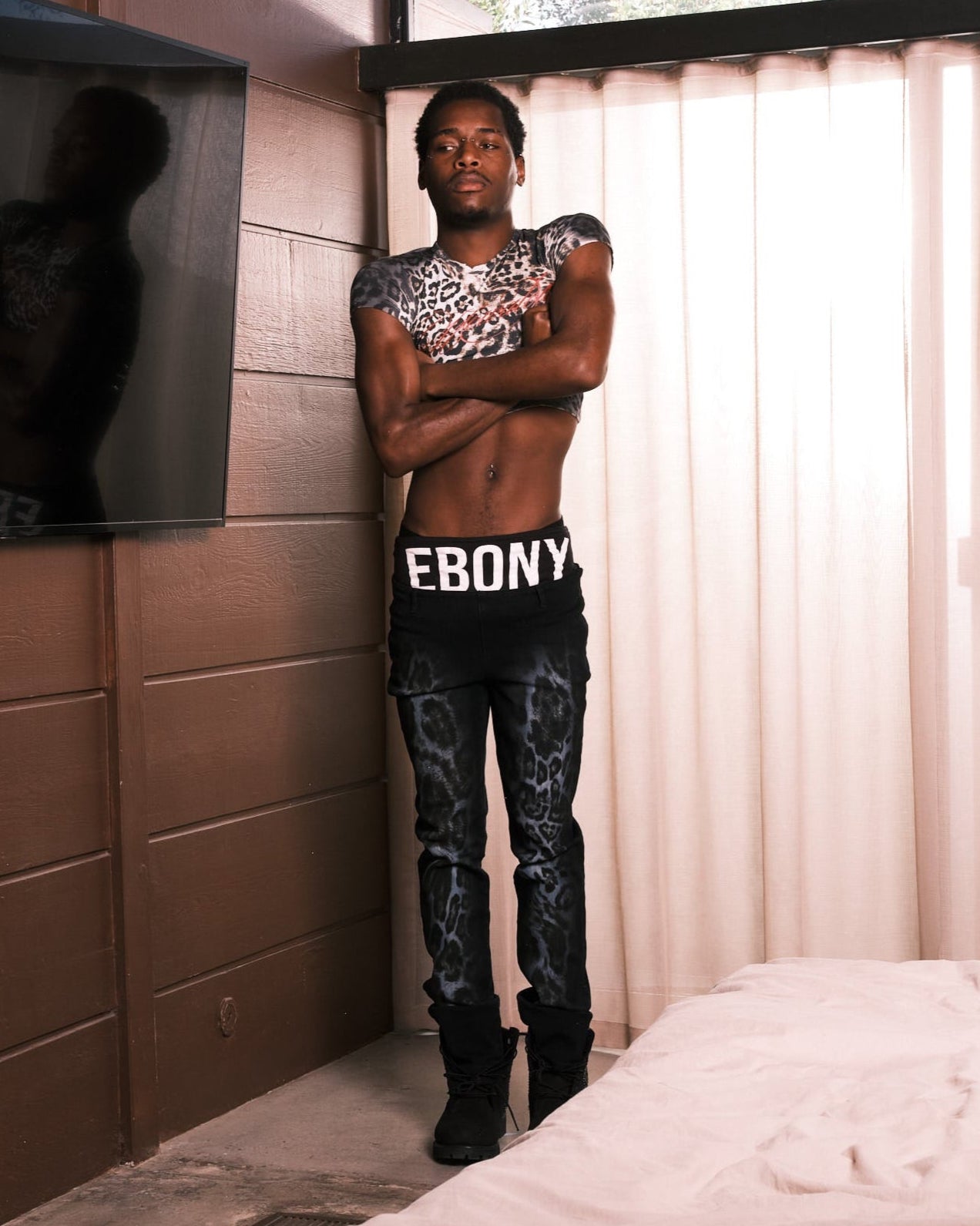CHEETAH JEAN BLACK