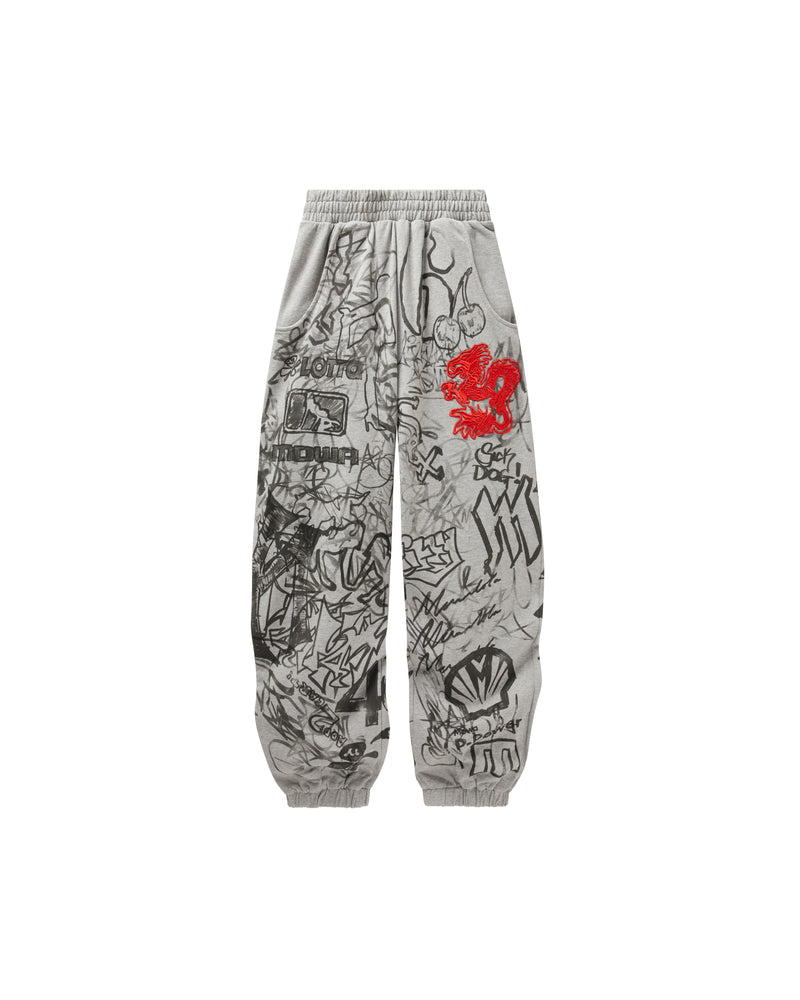 GRAFFITI TRACK PANTS GREY