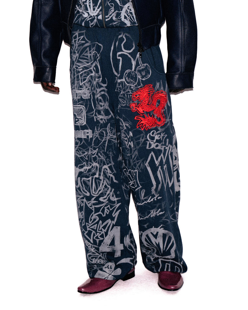 GRAFFITI TRACK PANTS NAVY - model