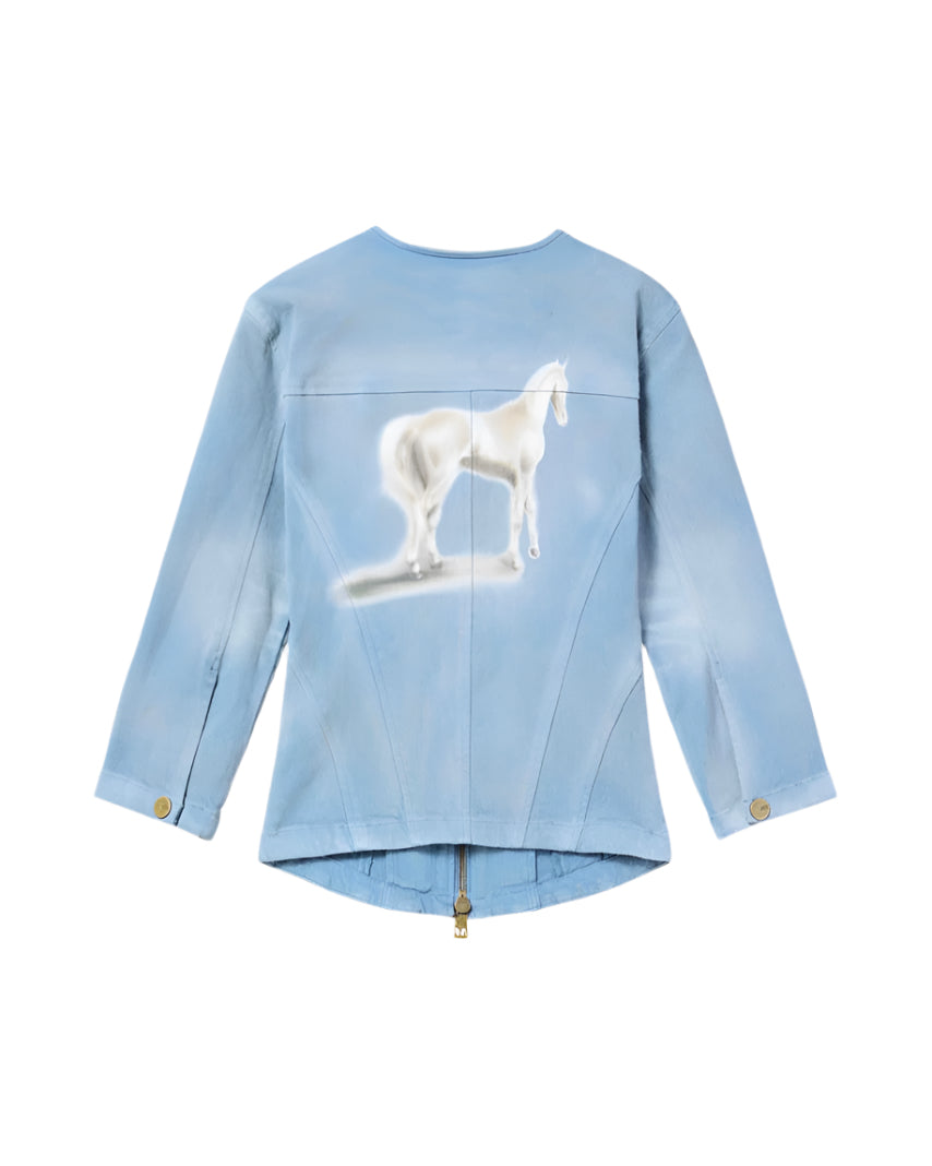 SLIM MOTO BLUE PONY JACKET