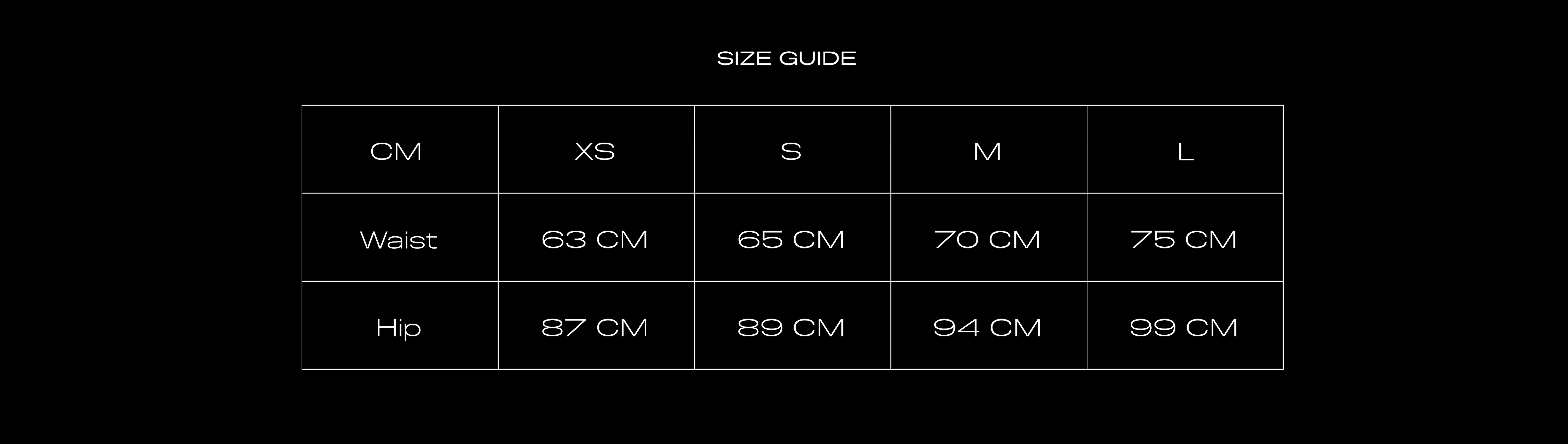 Size Chart for LATEX MINI EBONY RED