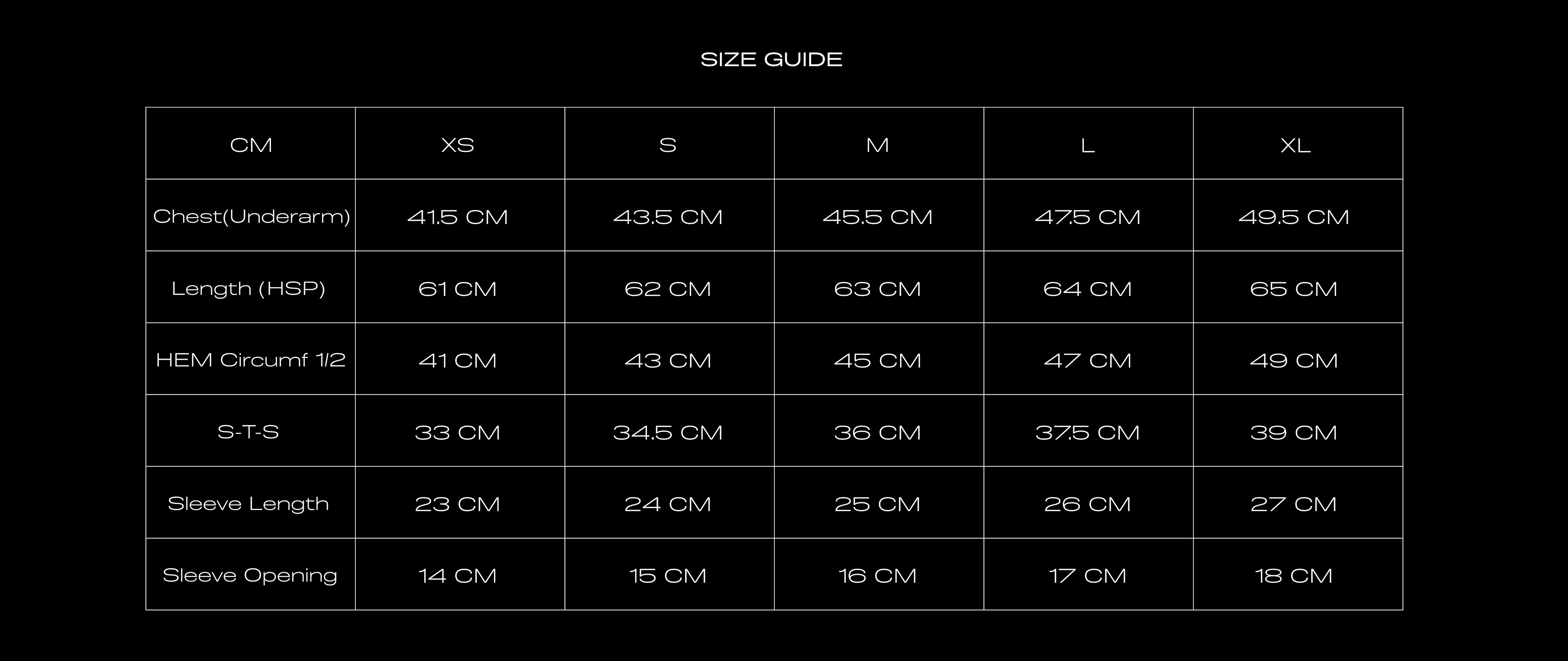 Size Chart for LDN WOMENS SHIRT