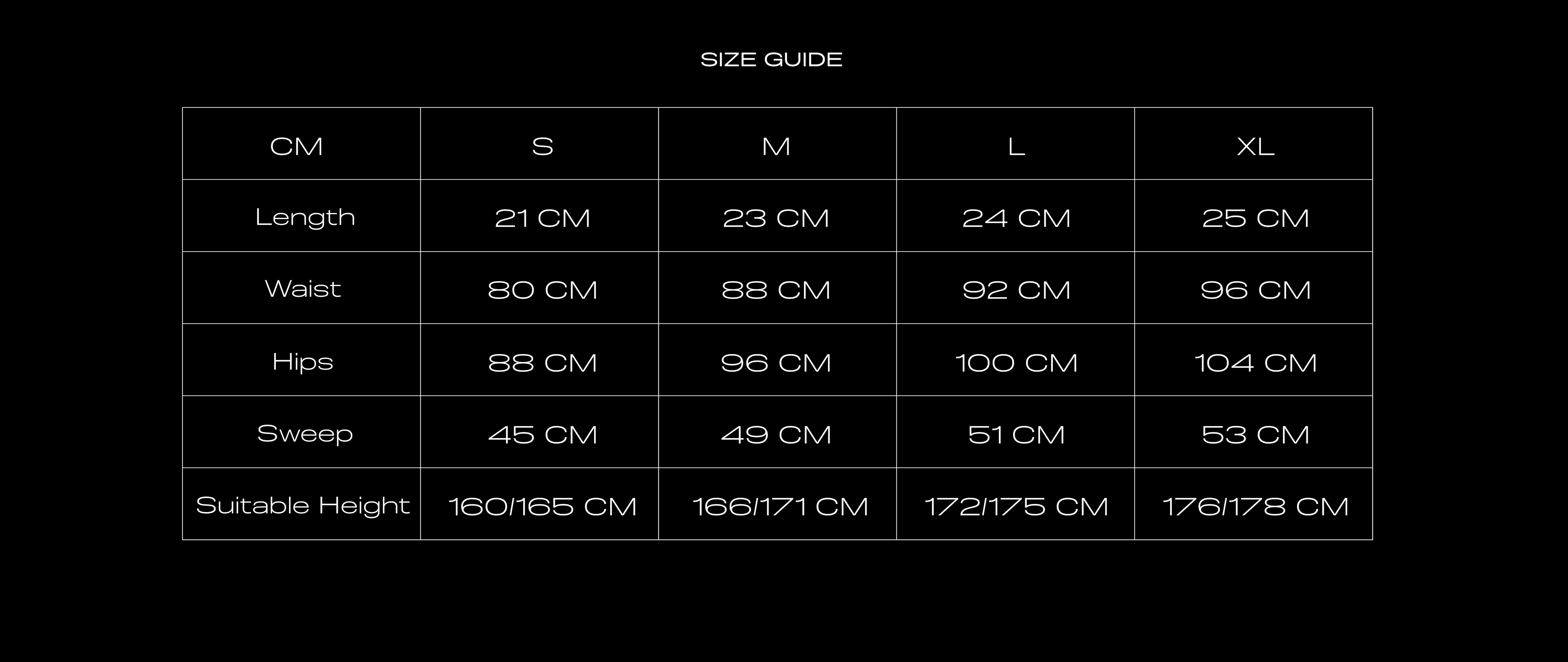 Size Chart for MOTO STUDDED SKIRT BLACK