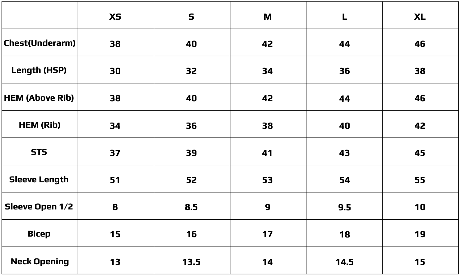 Size Chart for EBONY CROPPED JUMPER BLACK