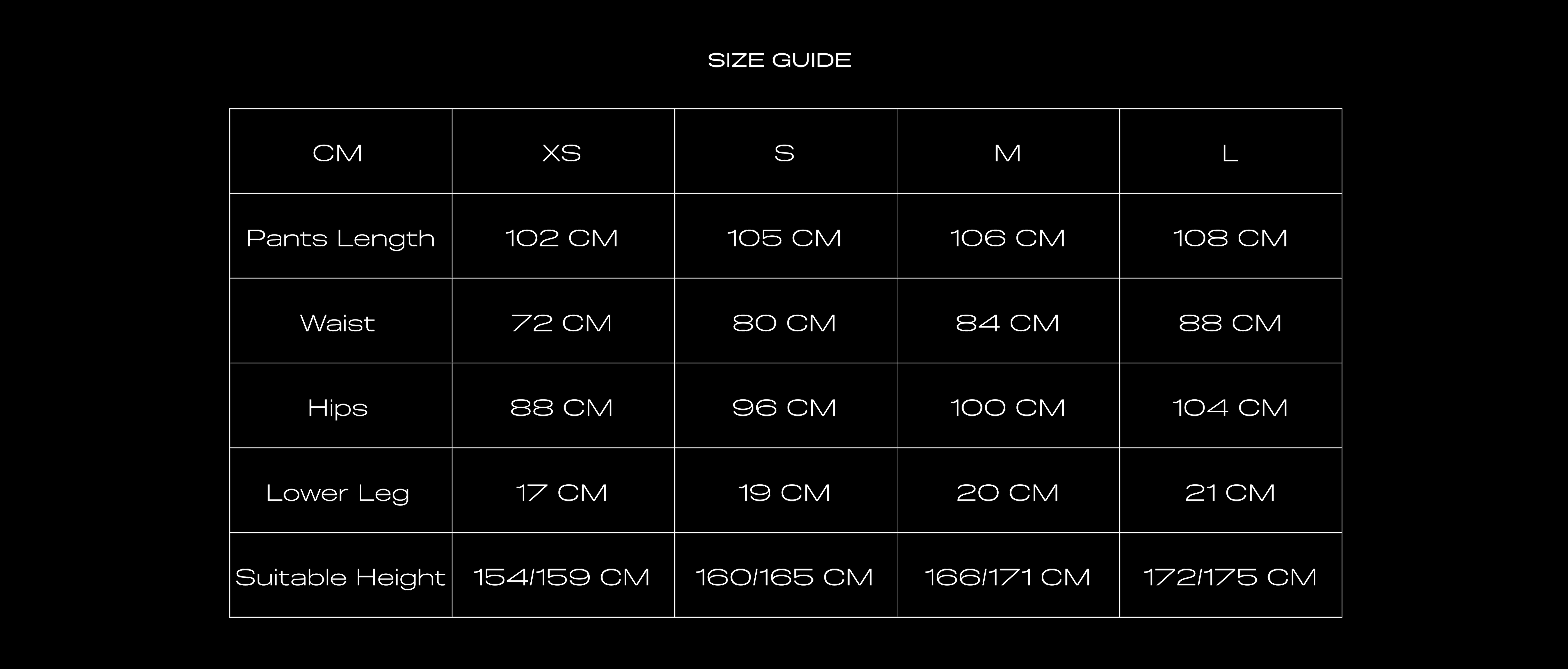 Size Chart for SKINNY JEANS BLUE