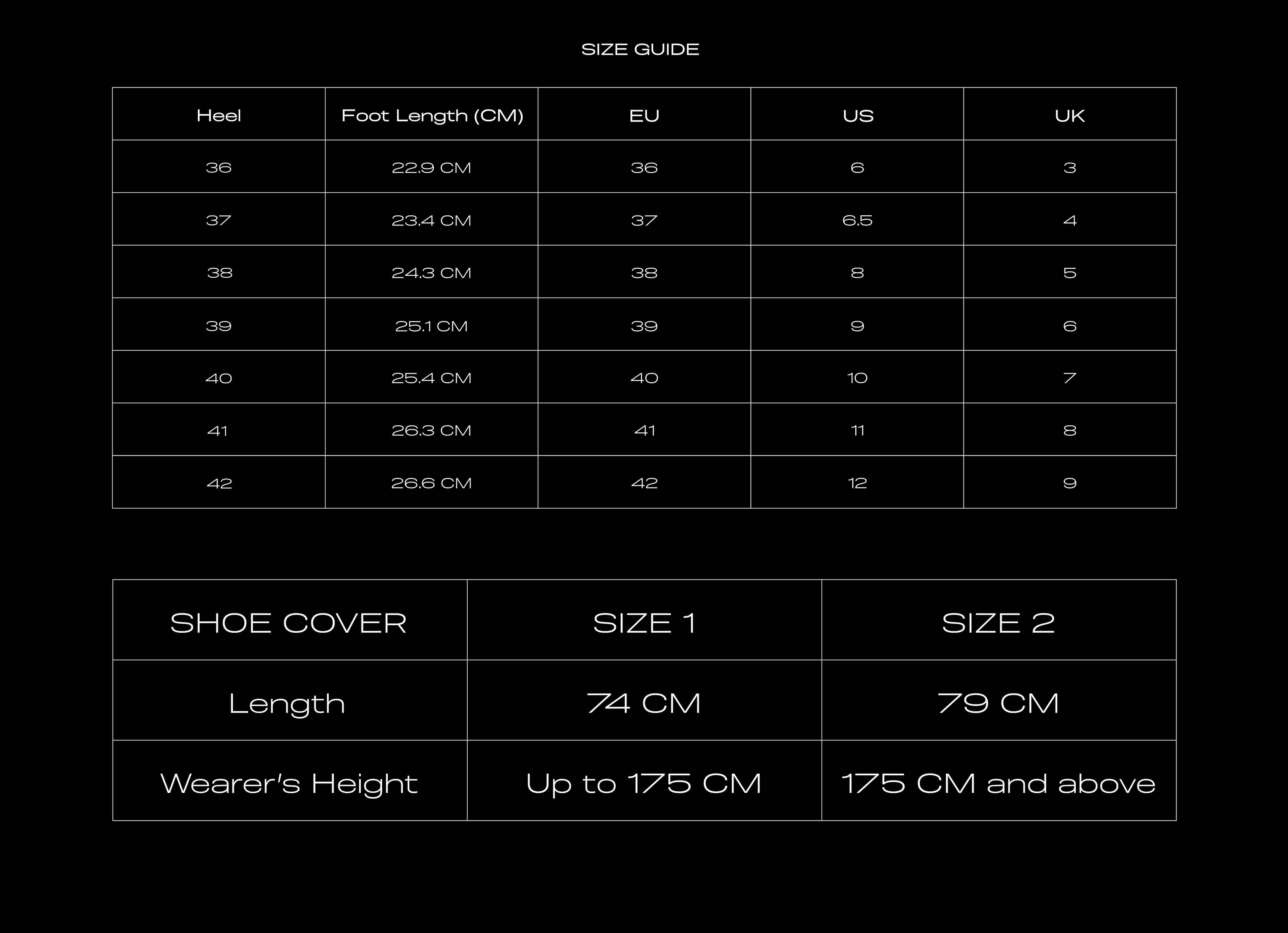 Size Chart for LOLA STRAP HIGH COVER BLACK BEAUTY